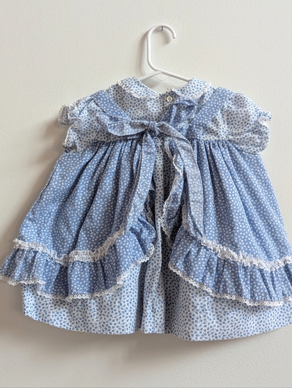 Vtg Toddle Tykes Dress 12m Baby Girl Blue Floral Cottagecore - Picture 4 of 6